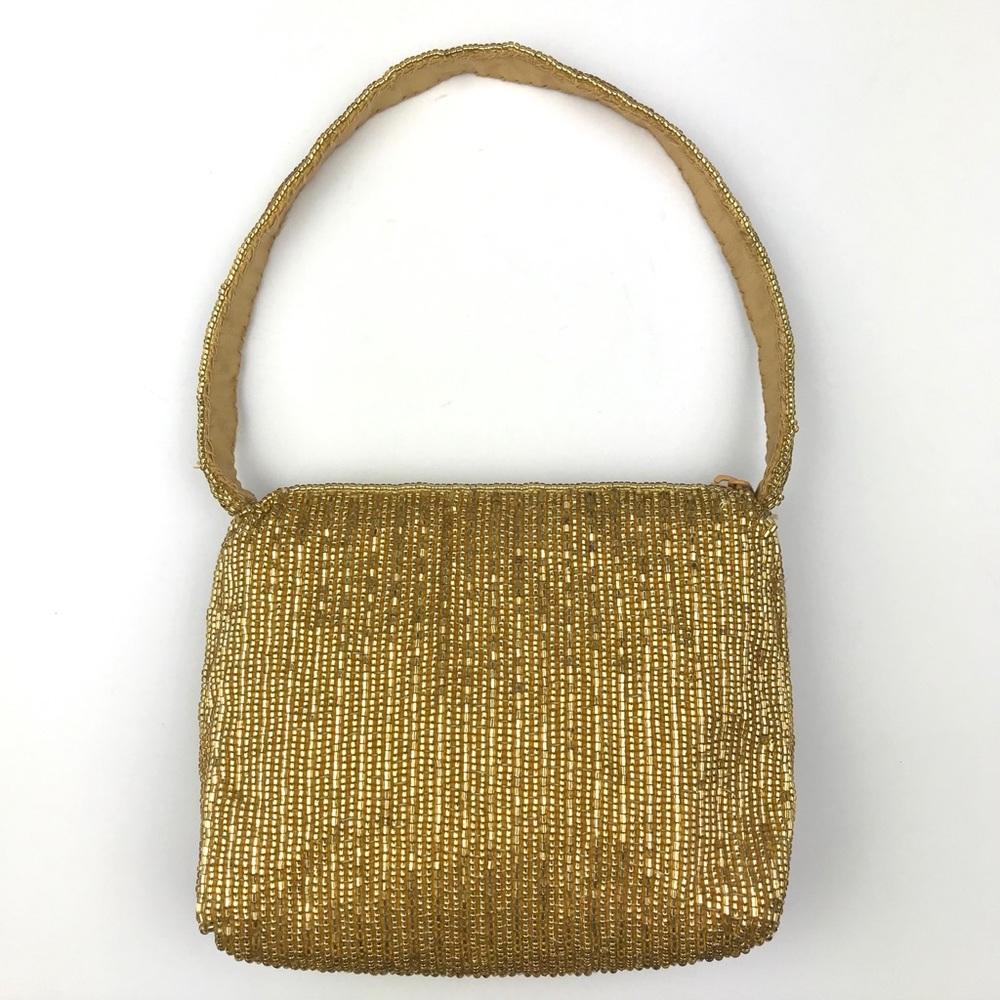 La Regale Gold Beaded Handbag Wristlet Clutch Bag - Picture 2 of 8